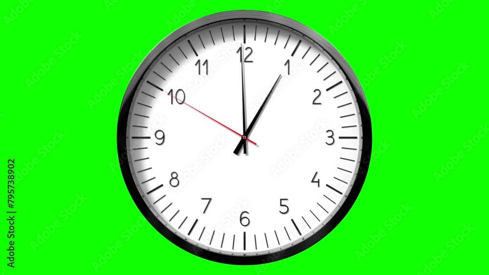 Classic wall clock on green background - 1 o clock - 3D 4k animation (3840 x 2160 px) Classic wall clock on green background - 1 o clock - 3D 4k animation (3840 x 2160 px)