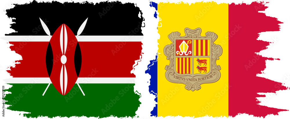 Fototapeta premium Andorra and Kenya grunge flags connection vector