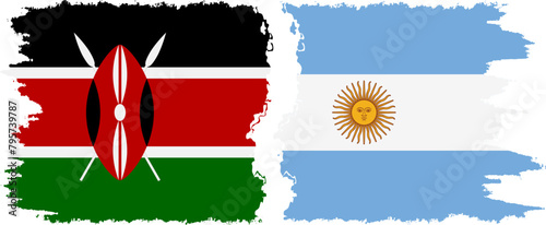 Argentina and Kenya grunge flags connection vector