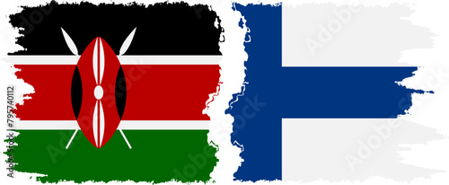 Finland and Kenya grunge flags connection vector