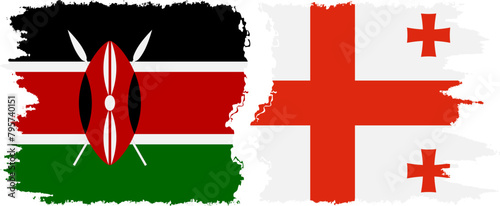 Georgia and Kenya grunge flags connection vector