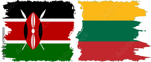 Lithuania and Kenya grunge flags connection vector