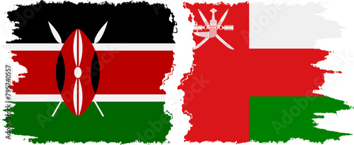 Oman and Kenya grunge flags connection vector