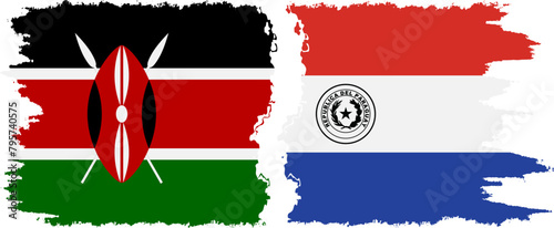 Paraguay and Kenya grunge flags connection vector