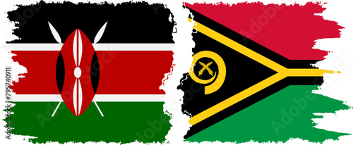 Vanuatu and Kenya grunge flags connection vector