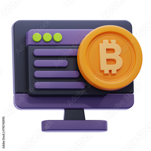 online bitcoin 3D Illustration