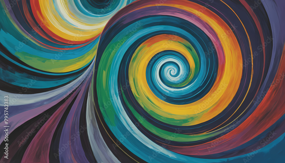 Abstract colorful painting with spirals Abstract colorful painting with spirals