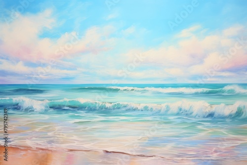 Summer sea landscape outdoors painting.
