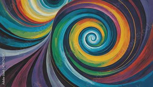 Abstract colorful painting with spirals