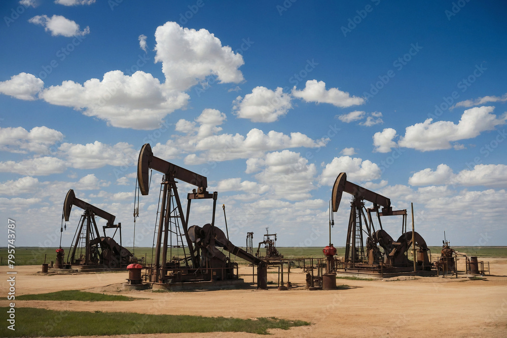 Equipment for oil production. Oil production in a flat area.