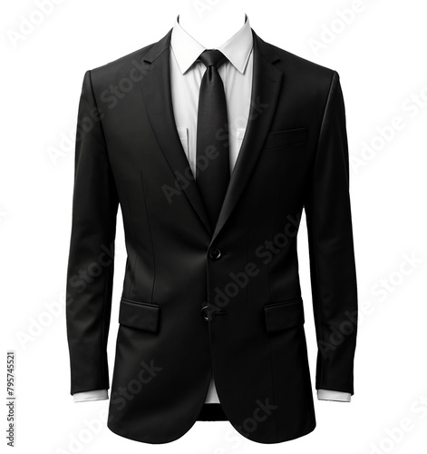 A black headless costume against a transparent background, ideal for advertising men's suits photo