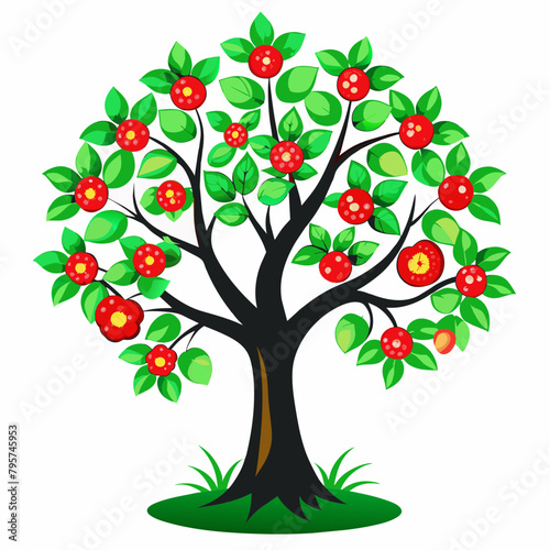 A apple tree  with flowers  full body  white background