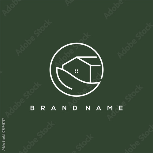 Wallpaper Mural line art eco and house circle logo vector Torontodigital.ca