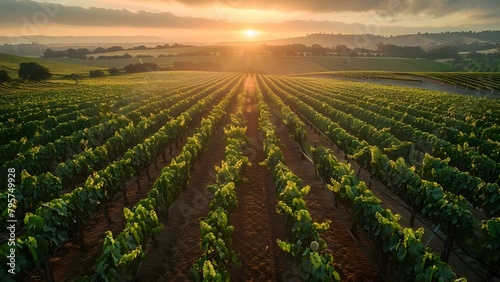 The Impact of Drought on Vineyard Agriculture: Strategies for Water Conservation in a Changing Climate. Concept Agricultural sustainability, Water management, Climate change adaptation photo