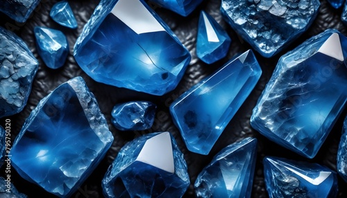 Blue quarz rocks stones and crystals background photo