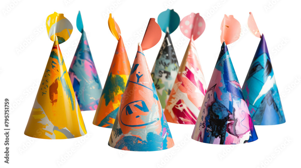 Custom-Made Party Hats on transparent background