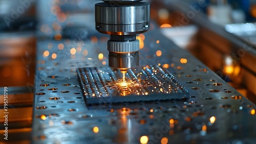 Utilizing CNC Laser technology for precision metal fabrication in modern industries. Concept CNC Laser Cutting, Metal Fabrication, Precision Engineering, Advanced Manufacturing, Modern Industry