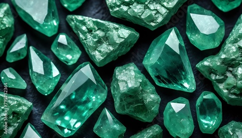 Green quarz rocks and crystals background