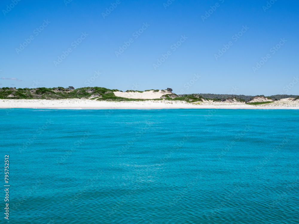 Turquoise waters and white sands on a beach of Bay of Fires, Tasmania