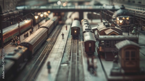 Vintage Paper Train Station with Nostalgic Appeal photo