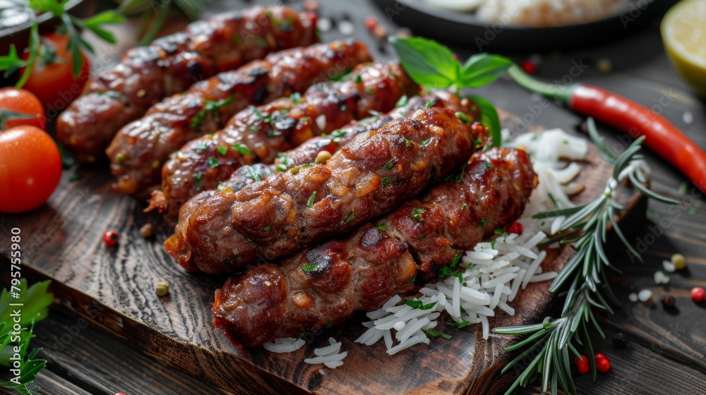 The Albanian dish is kefte. Minced meat sausages are usually served with rice or vegetable stew.