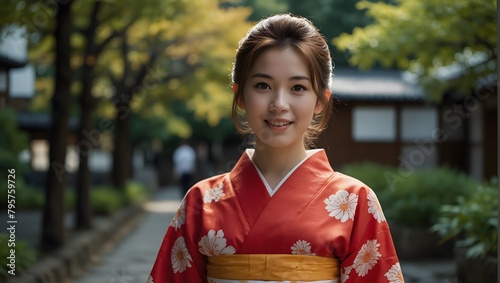 Young woman wearing a yukata ai_generative