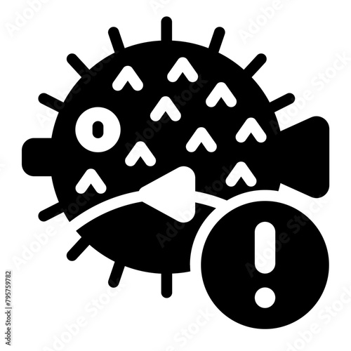 puffer fish animal warning sign allergy icon