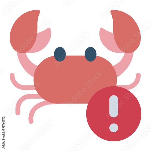 crab food crustacean warning sign allergy icon