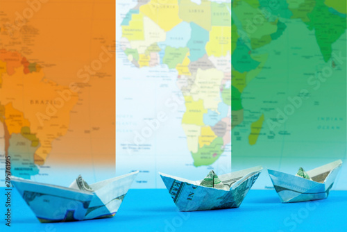 Sea transport of Ivory Coast concept, bulk carrier or trade idea, international transportation