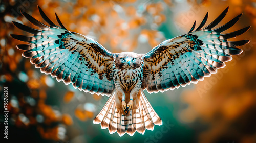 Faucon en vol avec les ailes déployées photo