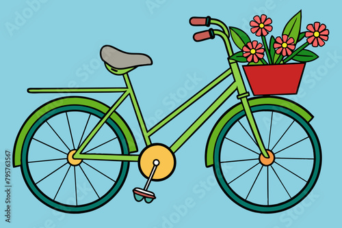 Bicycle flower covering vector illustration 