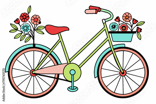 Bicycle flower covering vector illustration 