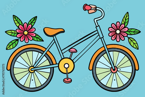 Bicycle flower covering vector illustration 