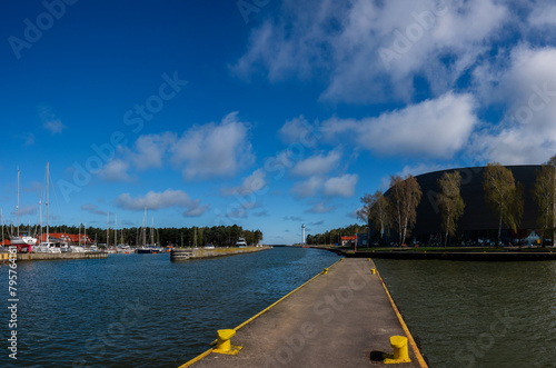 yacht harbor and seaport in Leba. Baltic Sea, Poland.