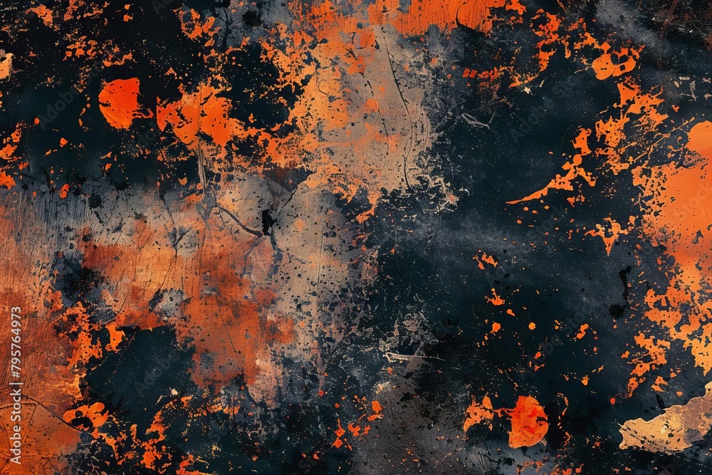abstract orange and black grunge texture background with grainy noise effect retro style digital painting
