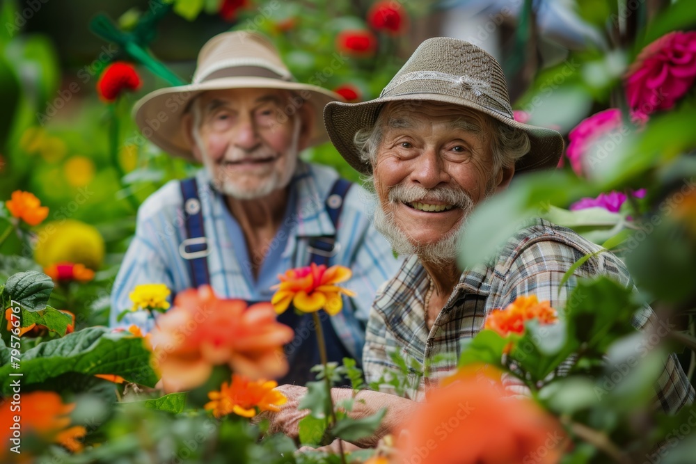 Capturing the happiness and active lifestyle of seniors, this image is perfect for content on gardening, retirement, and healthy living.