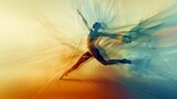 Silhouette of Agile Gymnast Performing Artistic Routine with Dynamic Color Trails and Abstract Background, summer olympics
