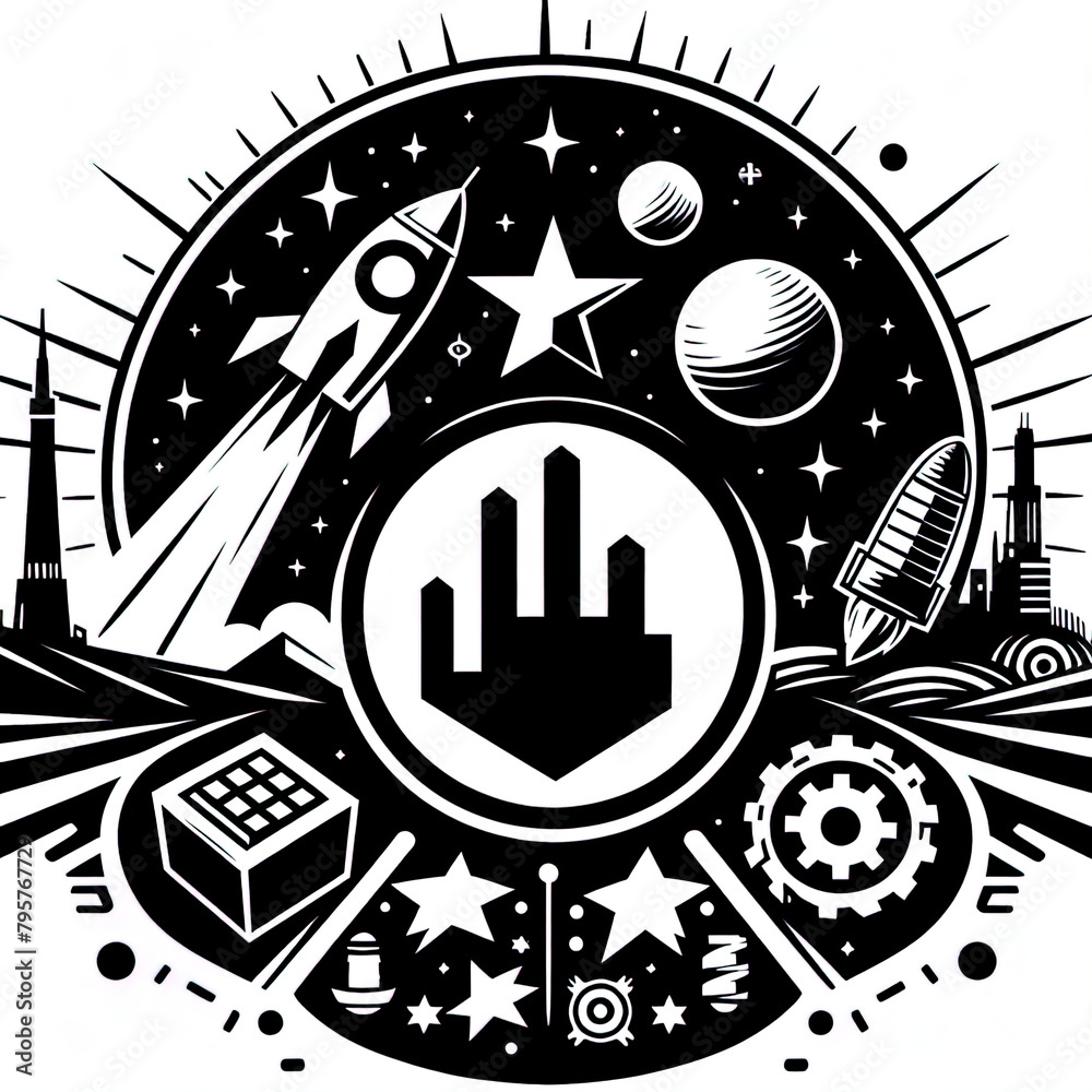 Fototapeta premium Ein schwarz weißer Vektor Button mit Mustern