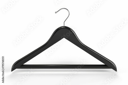 black coat hanger isolated on white clothing accessory fashion concept digital illustration