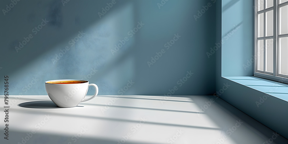 Elegant Coffee Cup on Simple White Canvas