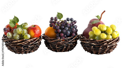 Decorative Fruit Baskets on transparent background