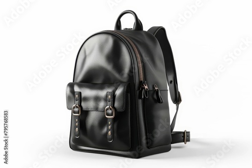black school backpack with metal combination lock isolated on white background 3d rendering