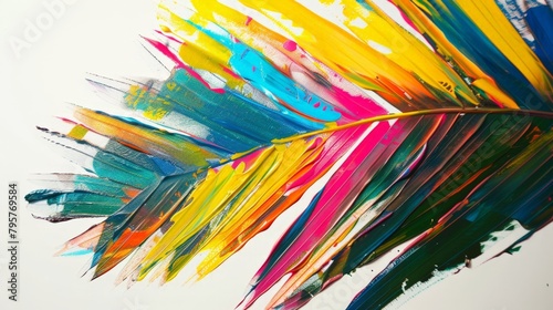 Close up of vibrant palm leaf painting