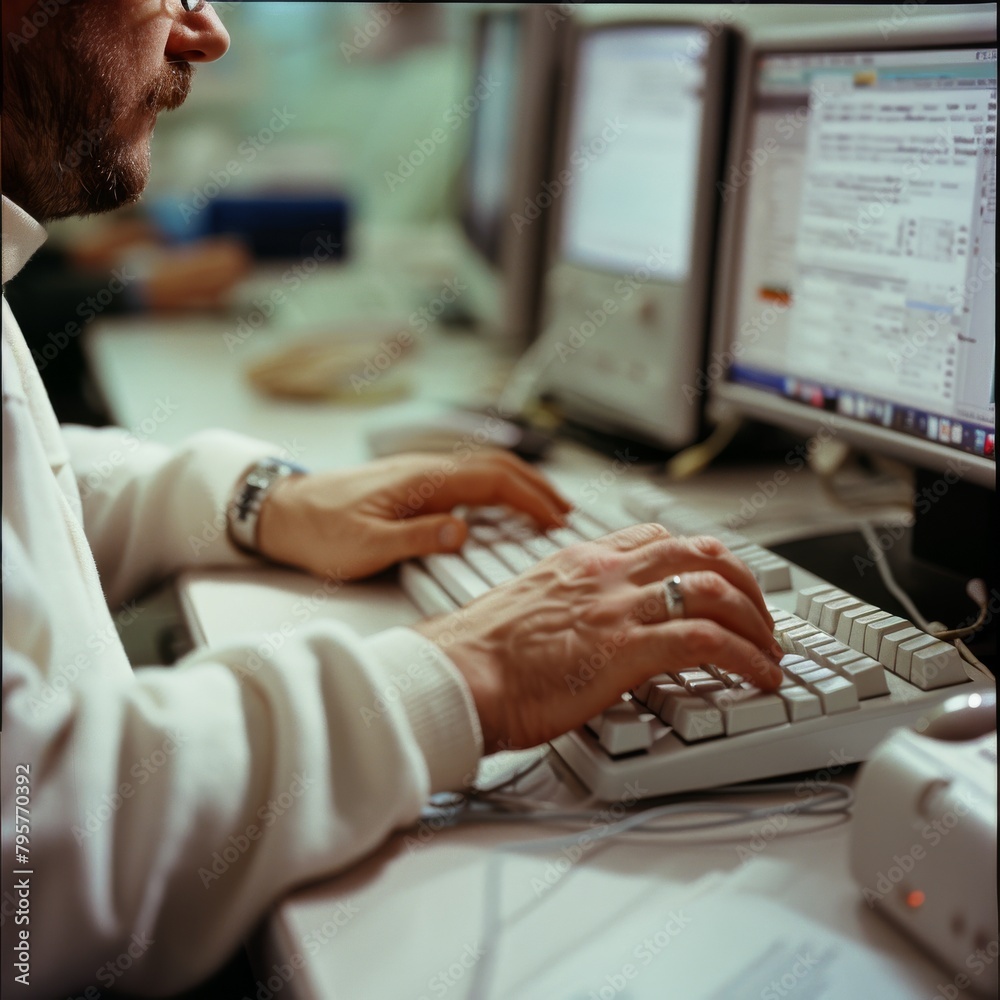 businessman working on a computer for company businessman working on a computer for company