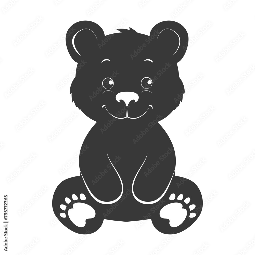 Silhouette cute bear doll black color only full body Silhouette cute bear doll black color only full body
