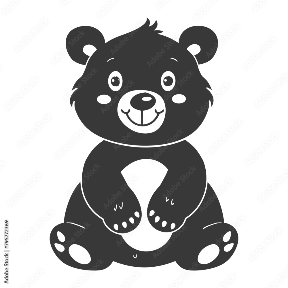 Silhouette cute bear doll black color only full body Silhouette cute bear doll black color only full body