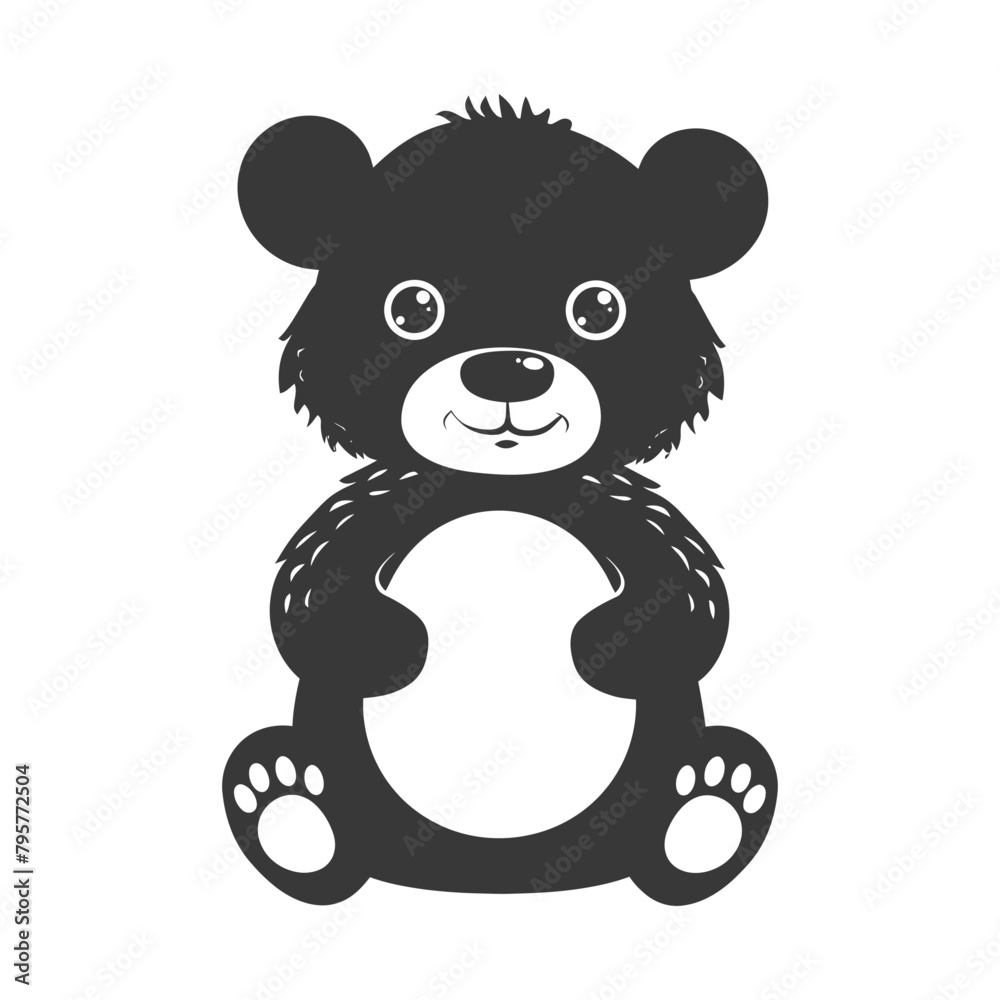 Silhouette cute bear doll black color only full body Silhouette cute bear doll black color only full body
