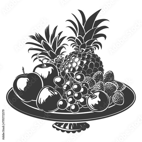 Silhouette fruit platter black color only full