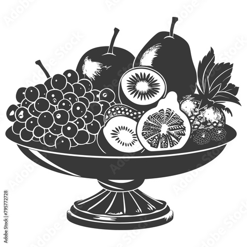 Silhouette fruit platter black color only full