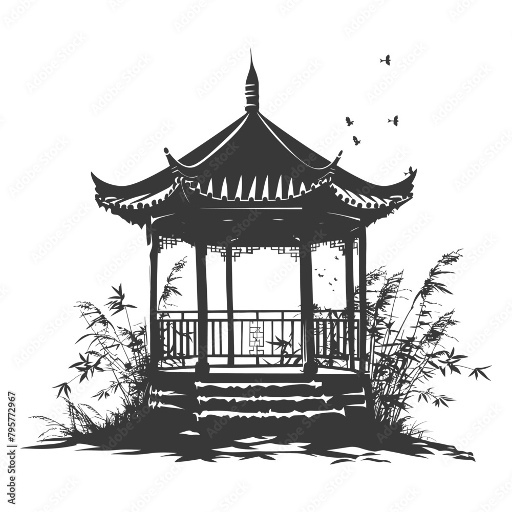 Silhouette garden gazebo bamboo black color only Silhouette garden gazebo bamboo black color only